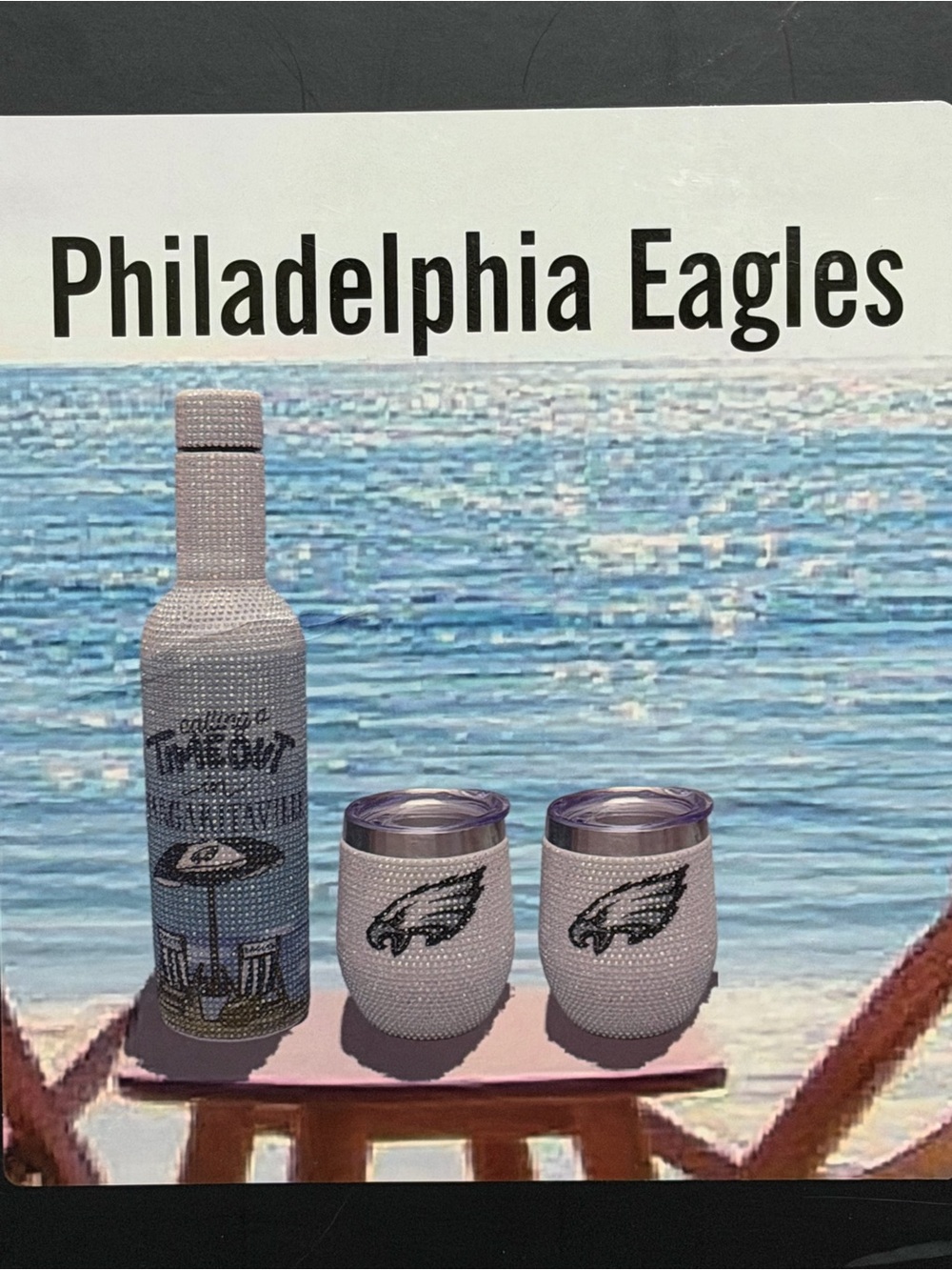 NFL Philadelphia Eagles Wine Bottle Set - Black & White Accents - Picture 7 of 7